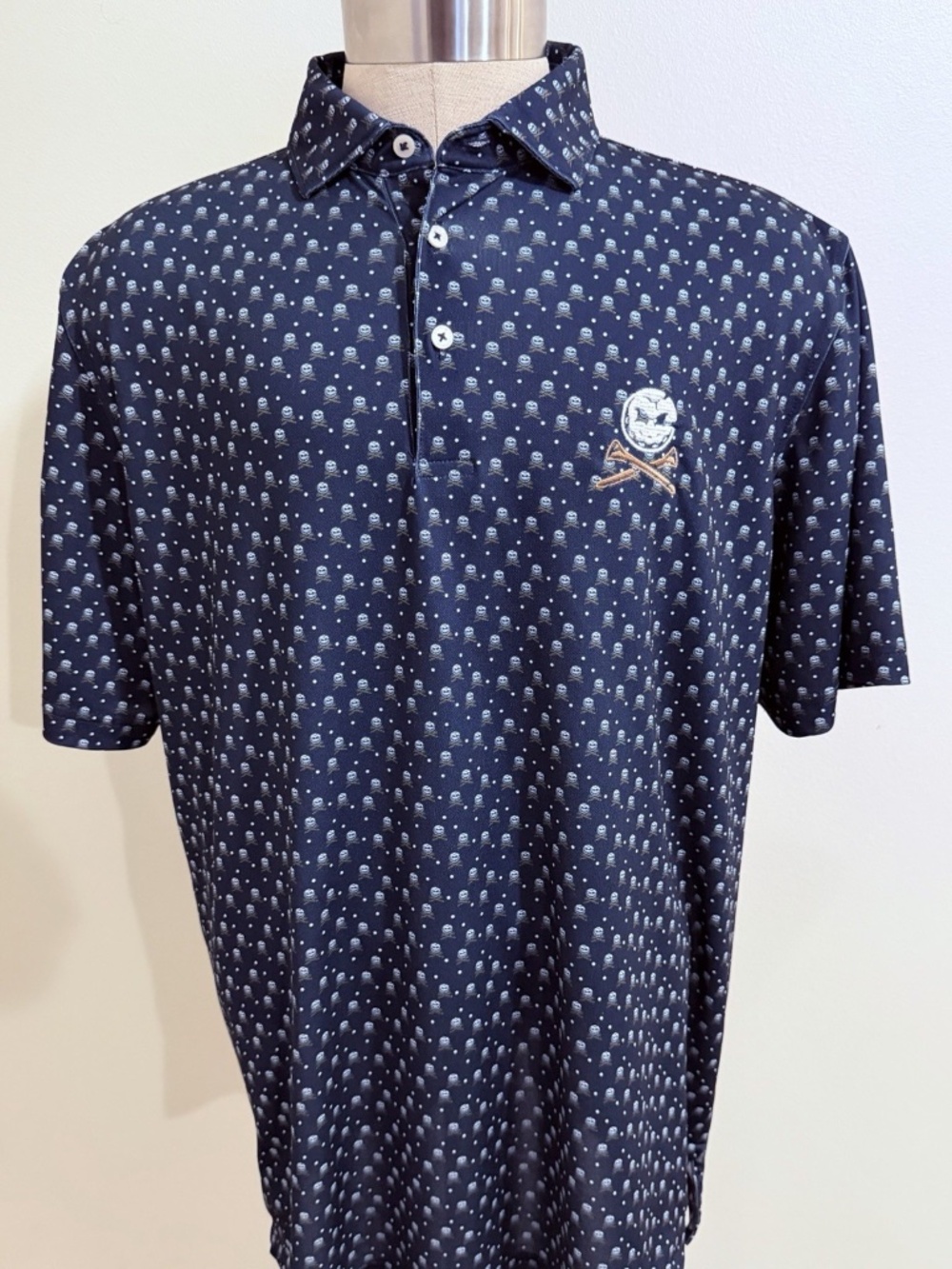 LIV Stitch Golf Polo Shirt Men Large Blue Crushers Performance Bryson Dechambeau